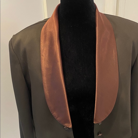 Joseph Ribkoff Tuxedo Style Brown Women's Jacket with Satin shawl collar Size 14 - Picture 12 of 17